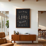 Psalm 118:24 This Is The Day hand-drawn framed Scripture wall art by Scripture Type #color_charcoal