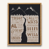 Trust in the Lord Proverbs 3:5-6 framed canvas Scripture wall art hand-drawn by Scripture Type #color_charcoal