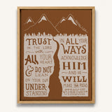Trust in the Lord Proverbs 3:5-6 framed canvas Scripture wall art hand-drawn by Scripture Type #color_terracotta