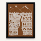 Trust in the Lord Proverbs 3:5-6 framed canvas Scripture wall art hand-drawn by Scripture Type #color_terracotta