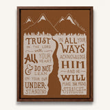 Trust in the Lord Proverbs 3:5-6 framed canvas Scripture wall art hand-drawn by Scripture Type #color_terracotta