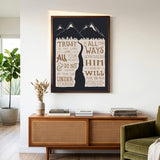 Trust in the Lord with all your heart Proverbs 3:5-6  Scripture framed wall art hand-drawn by Scripture Type #color_charcoal
