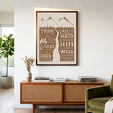 Trust in the Lord with all your heart Proverbs 3:5-6  Scripture framed wall art hand-drawn by Scripture Type #color_stone