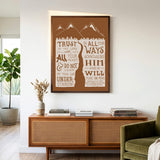 Trust in the Lord with all your heart Proverbs 3:5-6  Scripture framed wall art hand-drawn by Scripture Type #color_terracotta