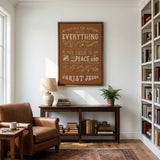 Be anxious for nothing Philippians 4:6-7  framed Scripture wall art hand-drawn by Scripture Type #color_terracotta