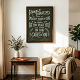 Humble yourselves casting all your anxiety 1 Peter 5:6-7 framed canvas wall art hand-drawn by Scripture Type #color_forest