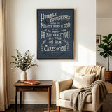 Humble yourselves casting all your anxiety 1 Peter 5:6-7 framed canvas wall art hand-drawn by Scripture Type #color_navy