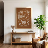 Work with your hands 1 Thessalonians 4:11 framed canvas wall art hand-drawn by Scripture Type #color_terracotta
