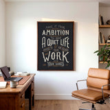 Work with your hands 1 Thessalonians 4:11 framed canvas wall art hand-drawn by Scripture Type #color_charcoal