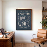 Work with your hands 1 Thessalonians 4:11 framed canvas wall art hand-drawn by Scripture Type #color_navy