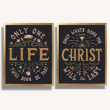 Only One Life, 'Twill Soon Be Past C.T. Studd hand-drawn framed art print by Scripture Type #color_charcoal