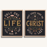 Only One Life, 'Twill Soon Be Past C.T. Studd hand-drawn framed art print by Scripture Type #color_charcoal