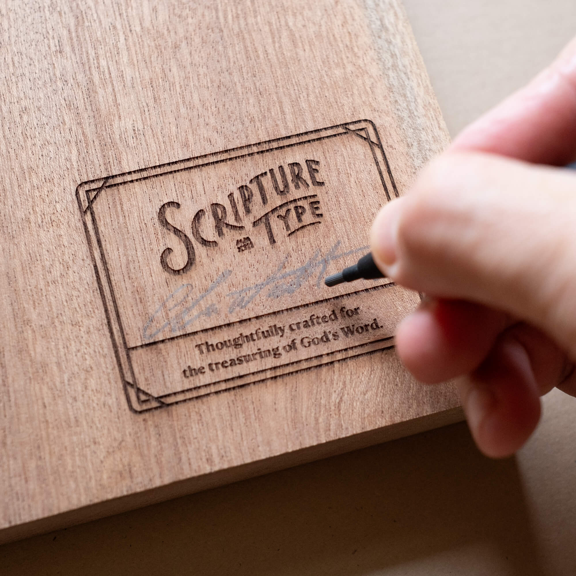 Hebrews 10:23 Hold Fast hand-drawn laser-engraved wood wall art by Scripture Type
