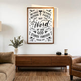 Isaiah 40:8 Grass Withers Stands Forever framed Scripture art print by Scripture Type #color_black & white