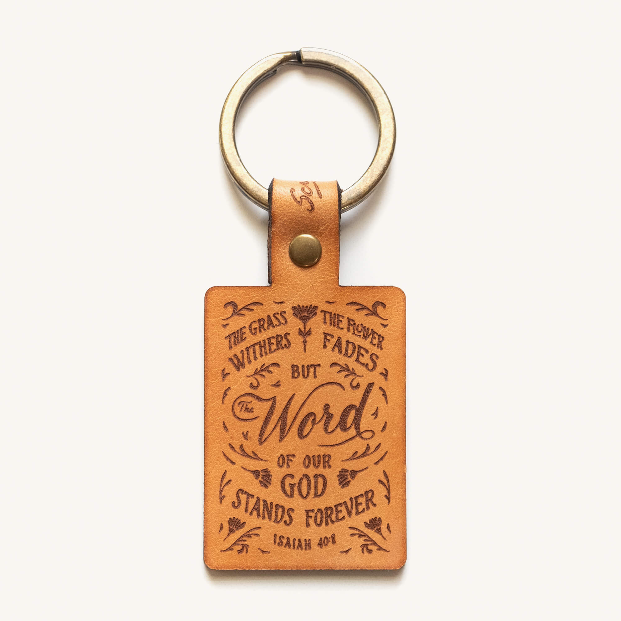 Leather Keychain - Stands Forever (Isaiah 40:8) – Scripture Type