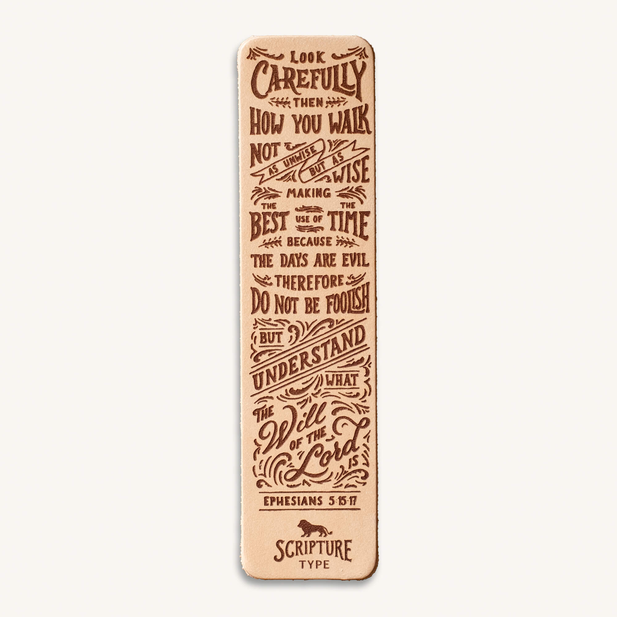  Ephesians 5:15-17 The Will of the Lord leather bookmark by Scripture Type #leather_natural